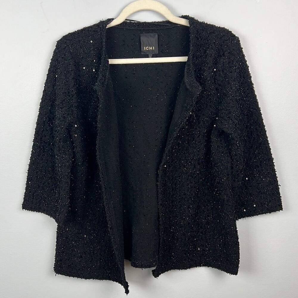 ICHI medium sequined beaded open front sweater